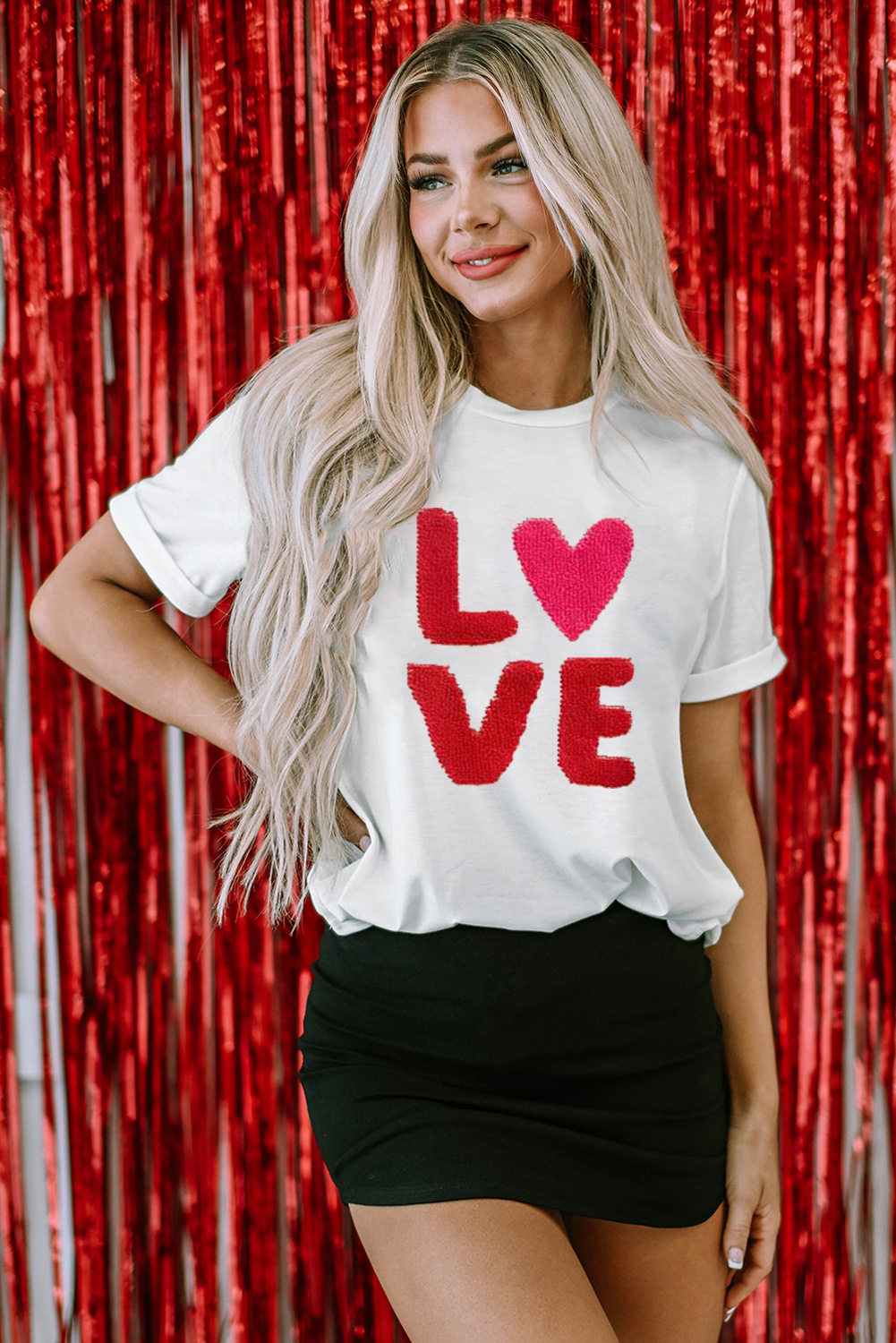 White Heart LOVE Graphic Valentines T Shirt - loveforevers
