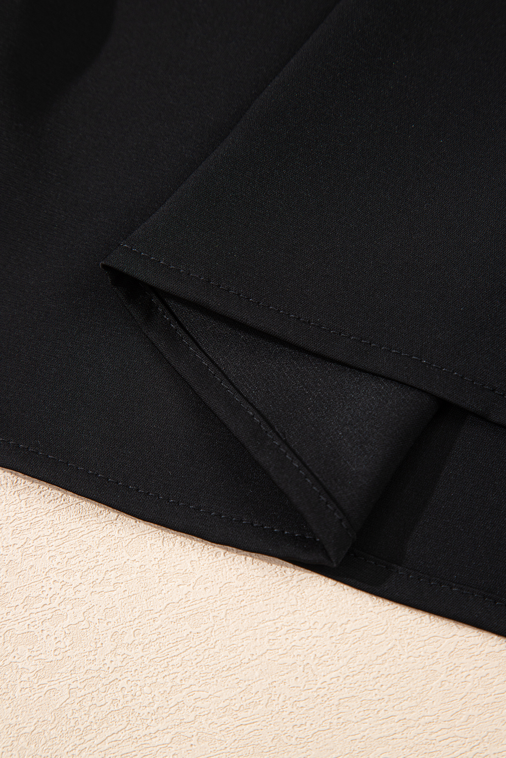Black Silky Notched Neckline Petal Sleeve Blouse - loveforevers