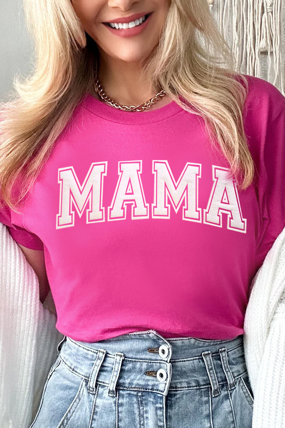 Rose Red MAMA Graphic Crew Neck Tee - loveforevers