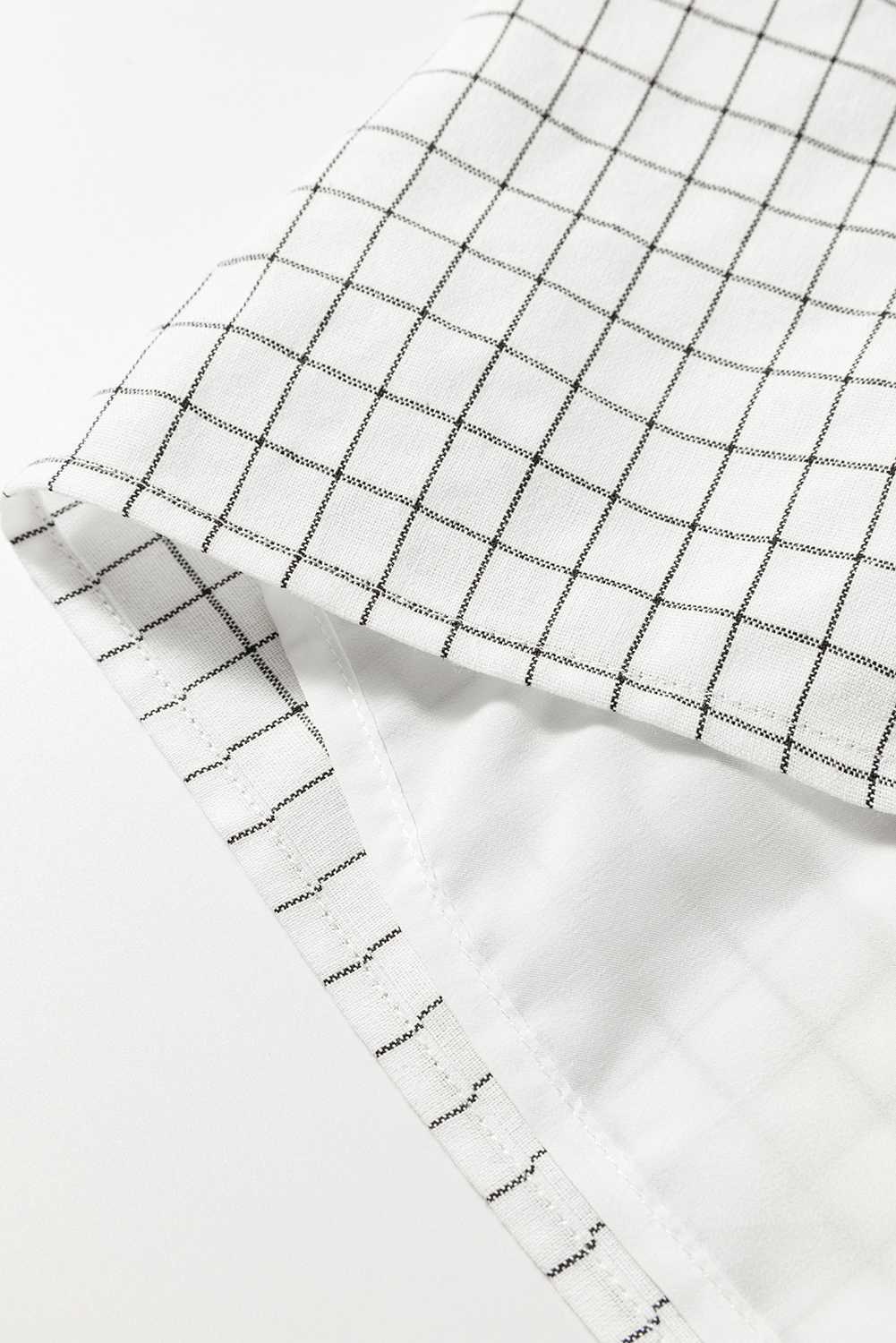 White Stripe Checkered Frilled V Neck Bracelet Sleeve Babydoll Dress - loveforevers
