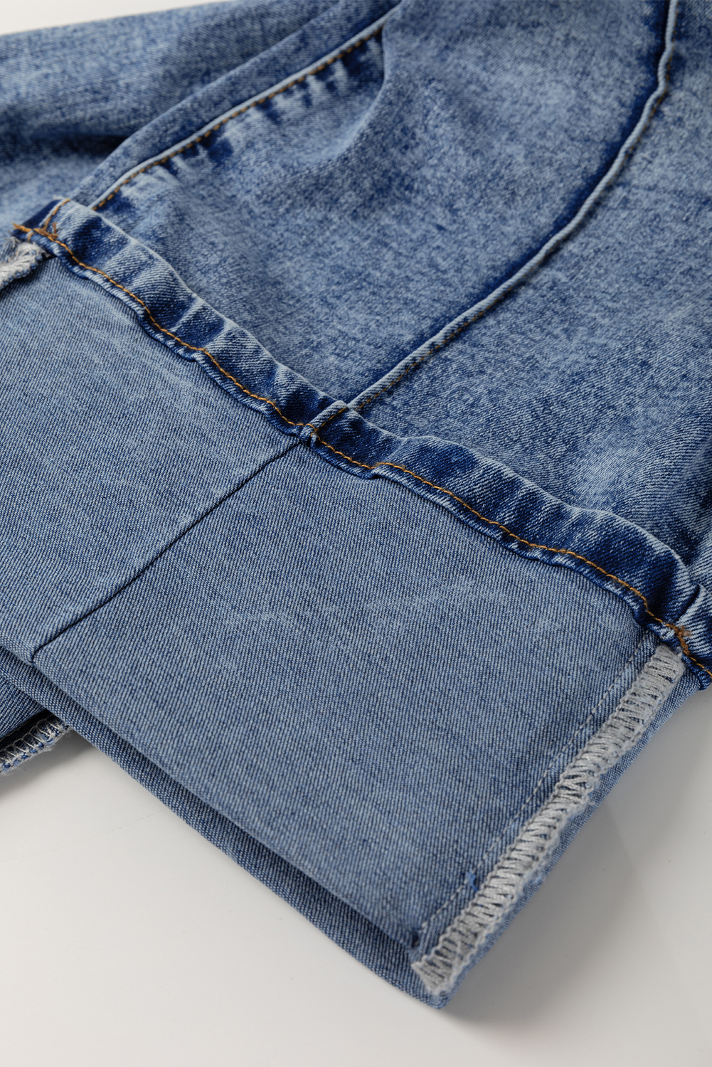 Myosotis Center Seam Cuffed Hem Straight High Waist Jeans - loveforevers