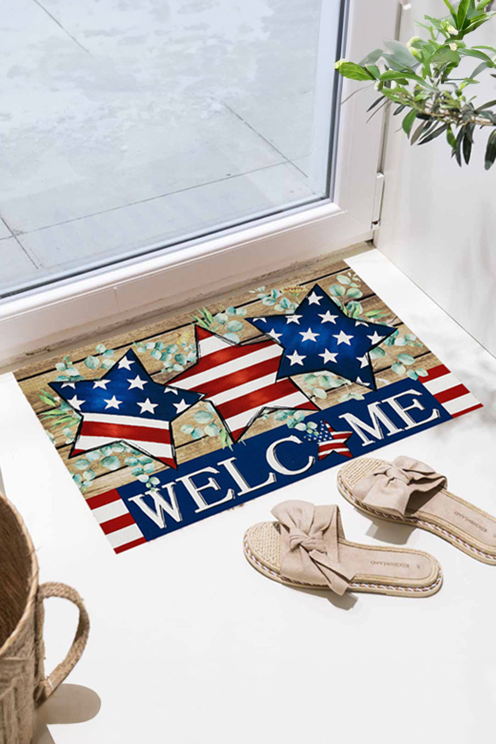 Dark Blue WELCOME American Flag Print Non-slip Entrance Mat - loveforevers