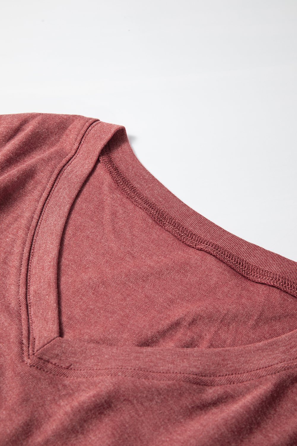 Racing Red Side Slits V Neck Loose Fit Tunic Top - loveforevers