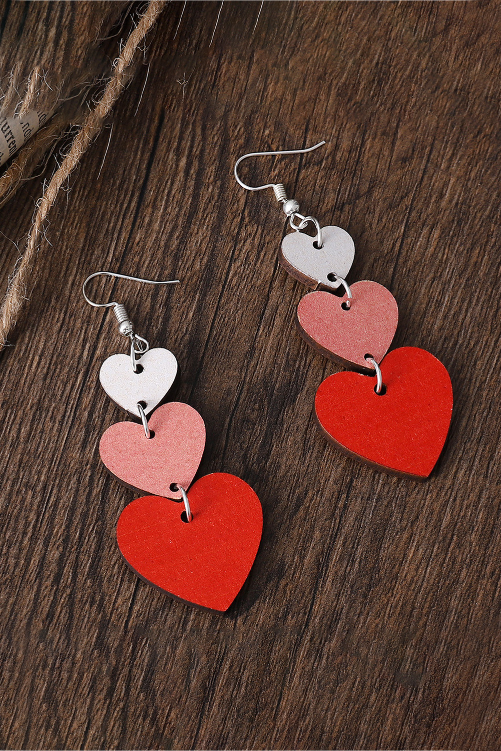 Red Valentines Day Heart Shape Tiered Dangle Earring - loveforevers