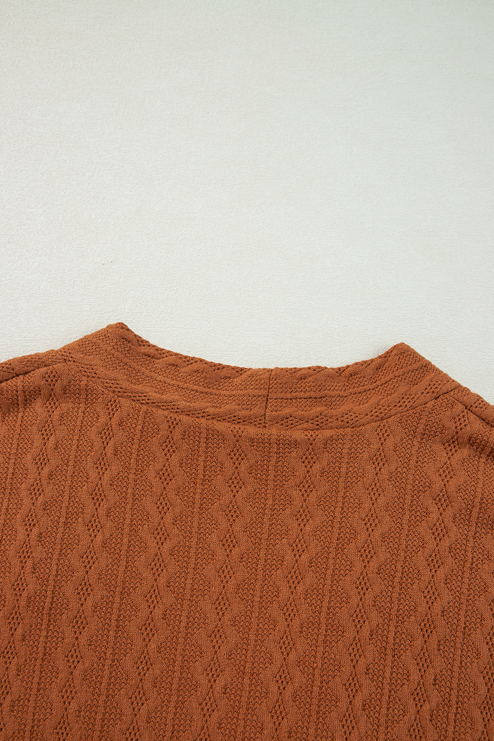 Chestnut Textured Knit Side Pockets Open Front Cardigan - loveforevers