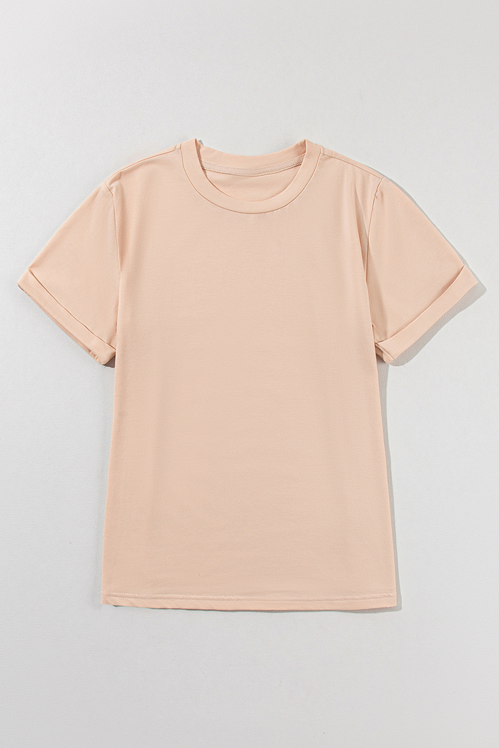 Khaki Casual Plain Crew Neck Tee - loveforevers