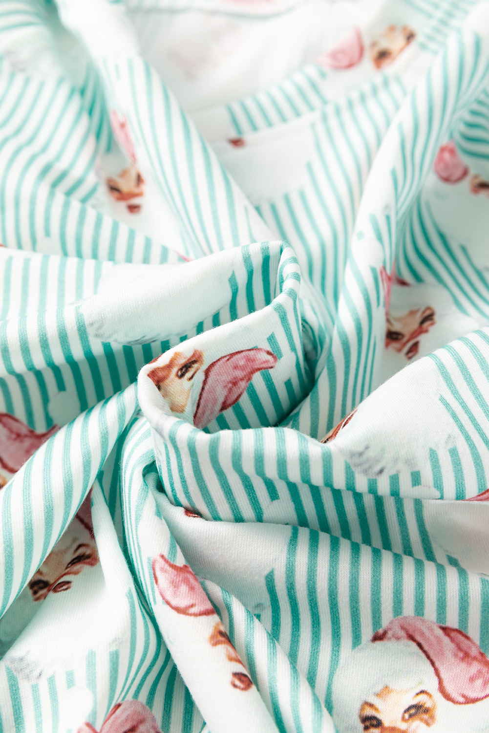 Green Santa Claus Striped Print Loose Fit Two Piece Lounge Set - loveforevers