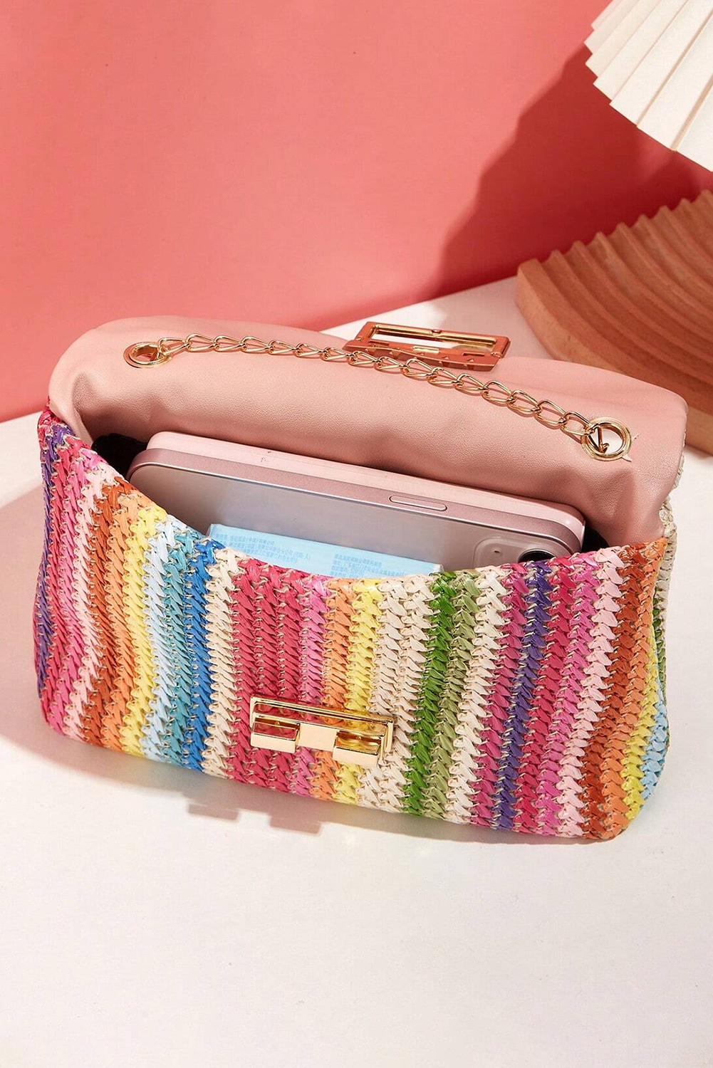 Iceland Blue Striped Crochet Flapped Single Shoulder Bag - loveforevers