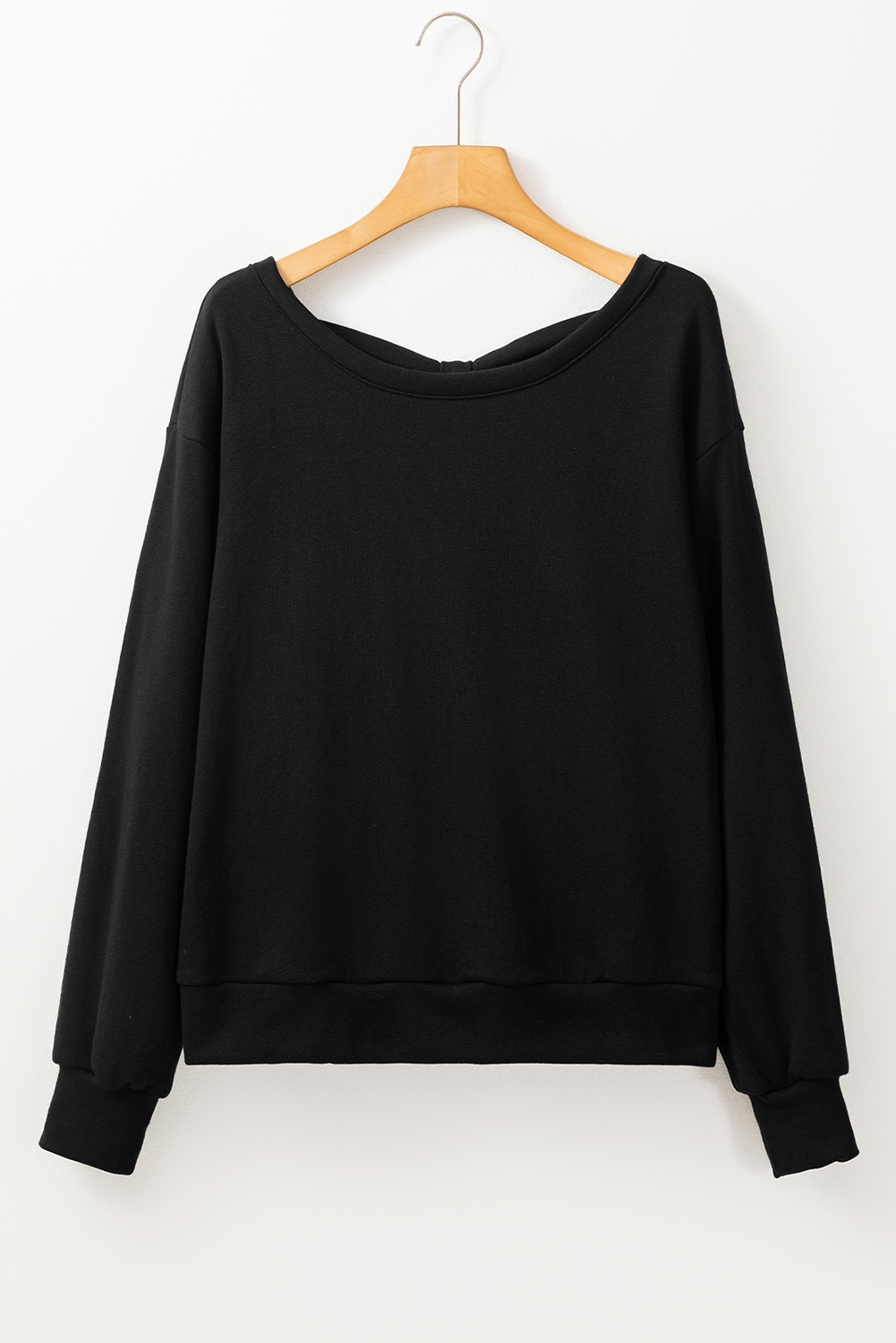 Black Bowknot Dewback Round Neck Sweatshirt - loveforevers