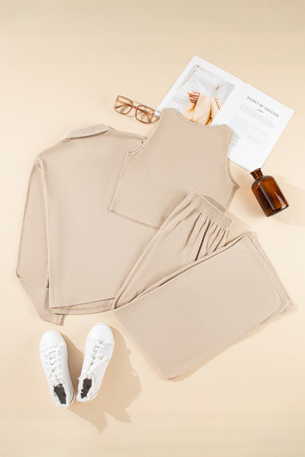 Oatmeal 3-Piece Cozy Knit Lounge Set - loveforevers