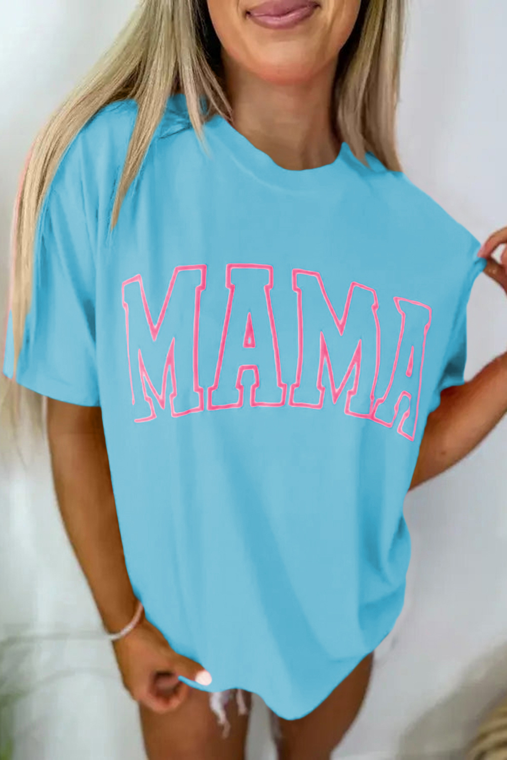 Black MAMA Letter Graphic Neon T Shirt - loveforevers