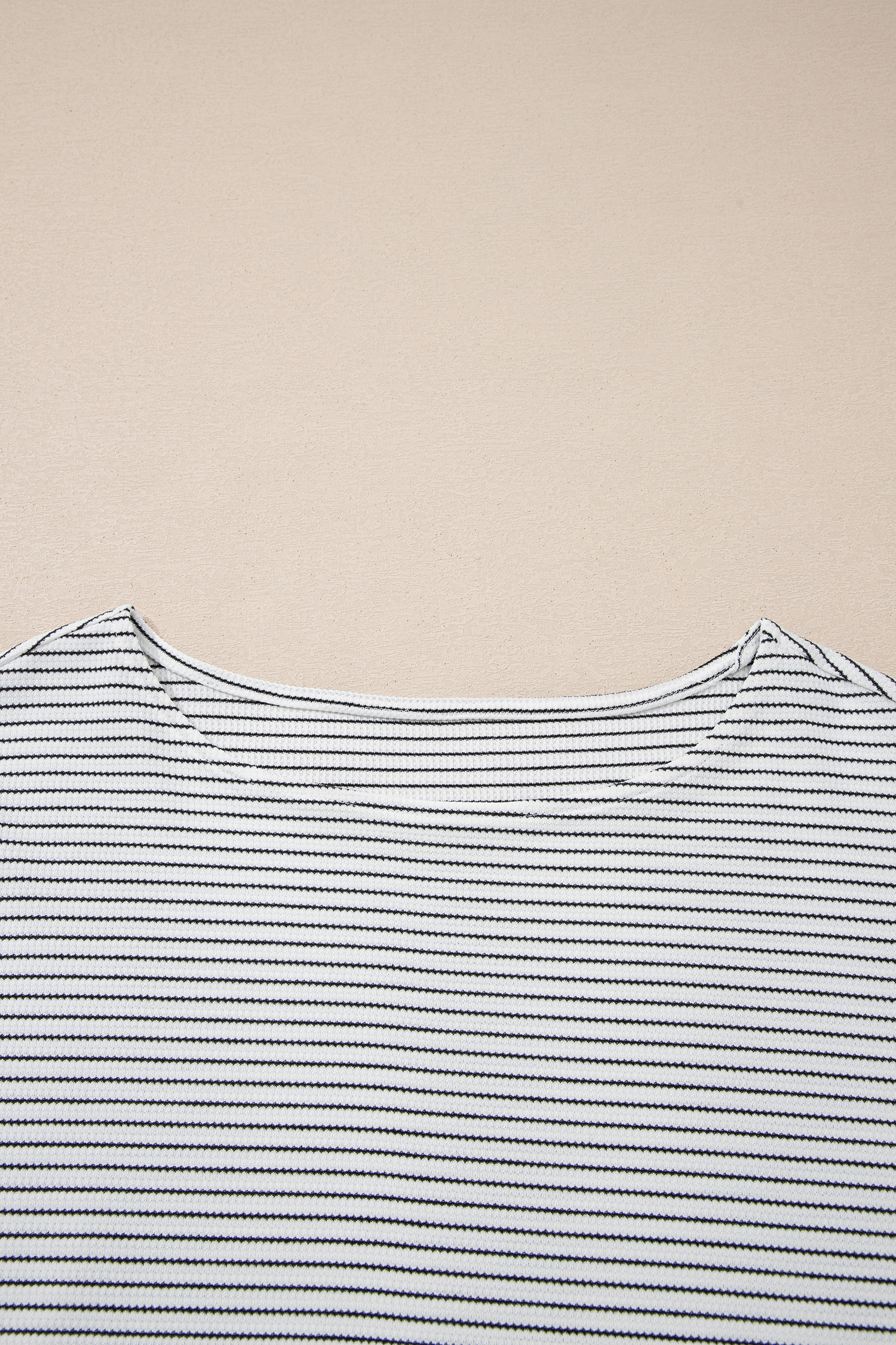 White Stripe Contrasted Ruffle Trim Loose Long Sleeve Top - loveforevers