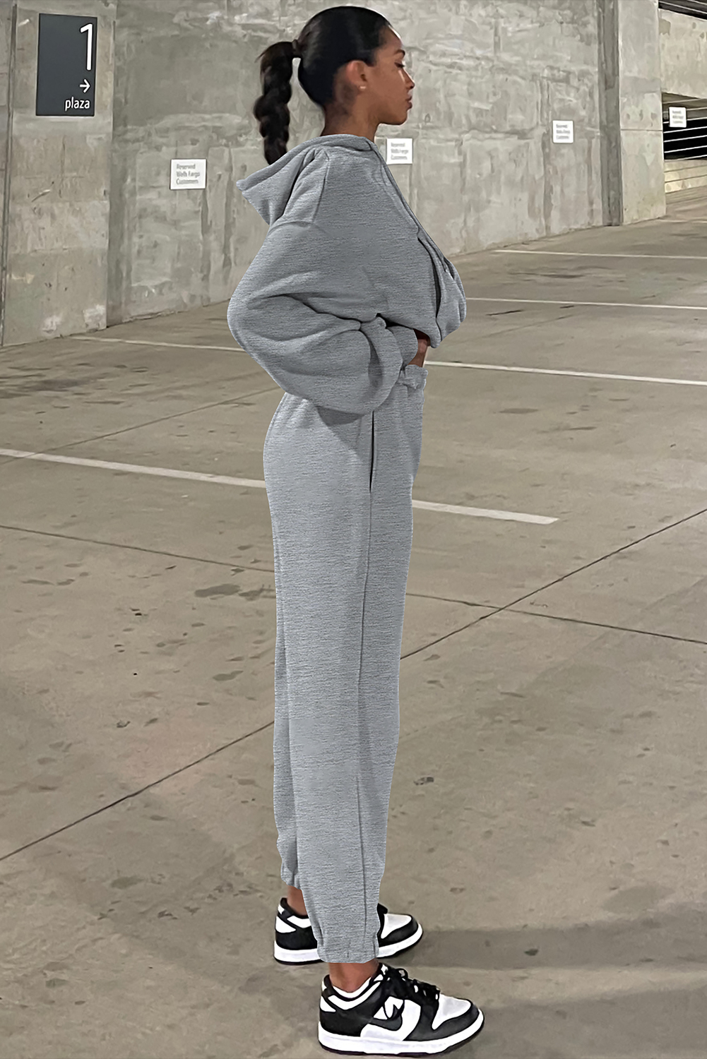 Gray Solid Drop Shoulder Hoodie and Joggers Activewear Set - loveforevers