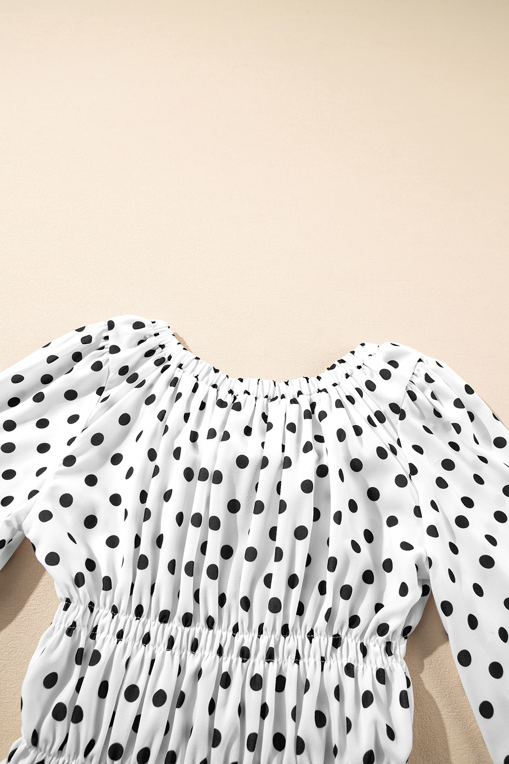 Black Polka Dot Puff Sleeve Bow Square Neck Peplum Top - loveforevers