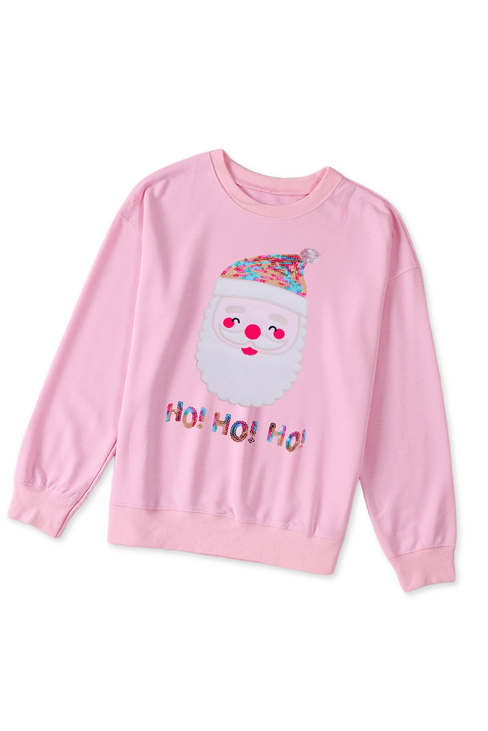 Fiery Red Santa Claus Sequin Graphic Sweatshirt - loveforevers