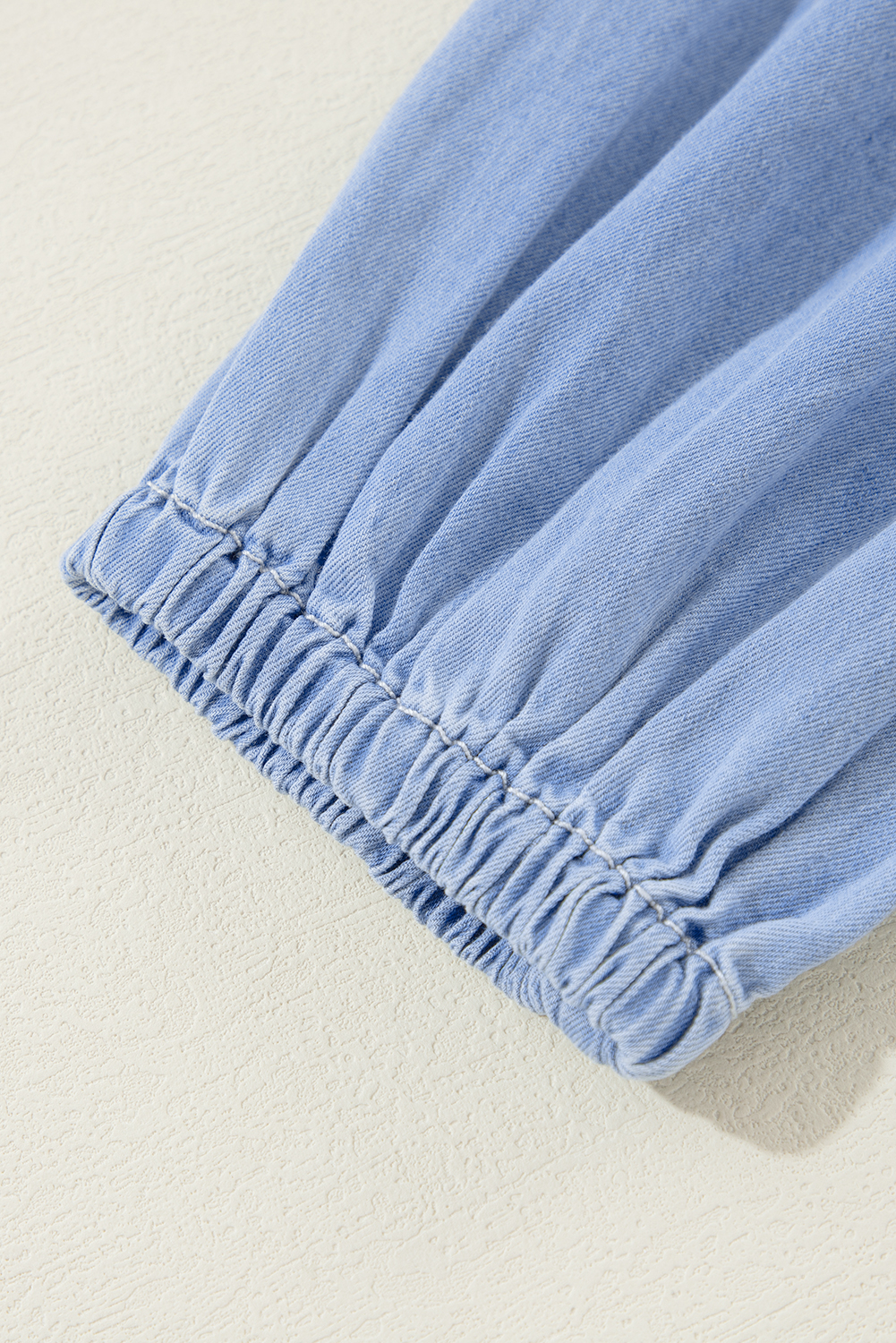 Beau Blue Puff Sleeve V Neck Tiered Ruffled Chambray Mini Dress - loveforevers