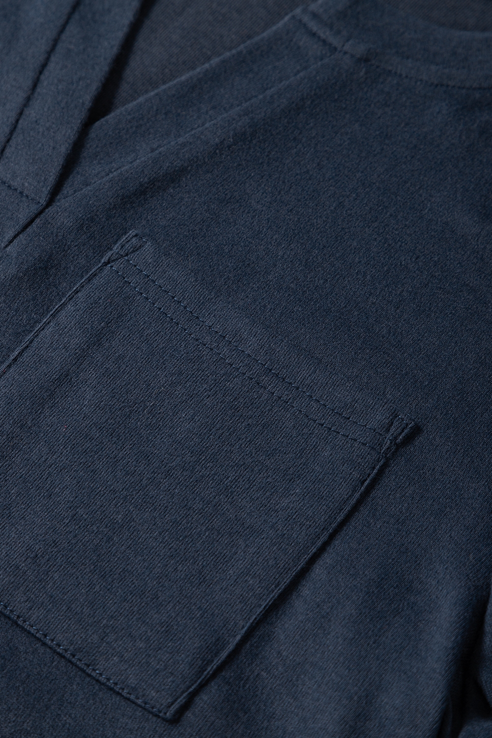 Dirty blue Notch V Neck Pocket Patched Long Sleeve T Shirt - loveforevers