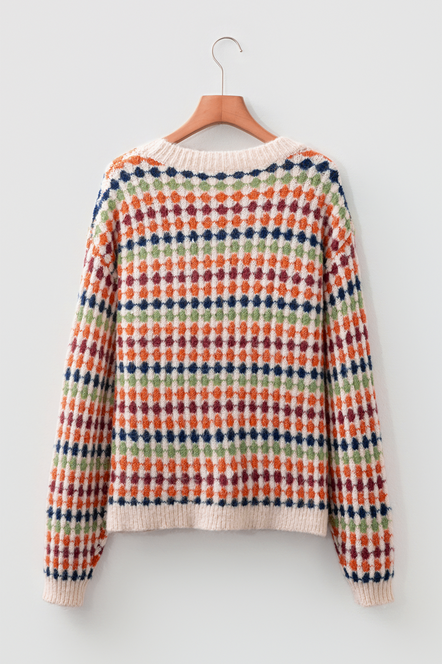 Gray Dotty Pattern Knit Button Front V Neck Sweater Cardigan - loveforevers