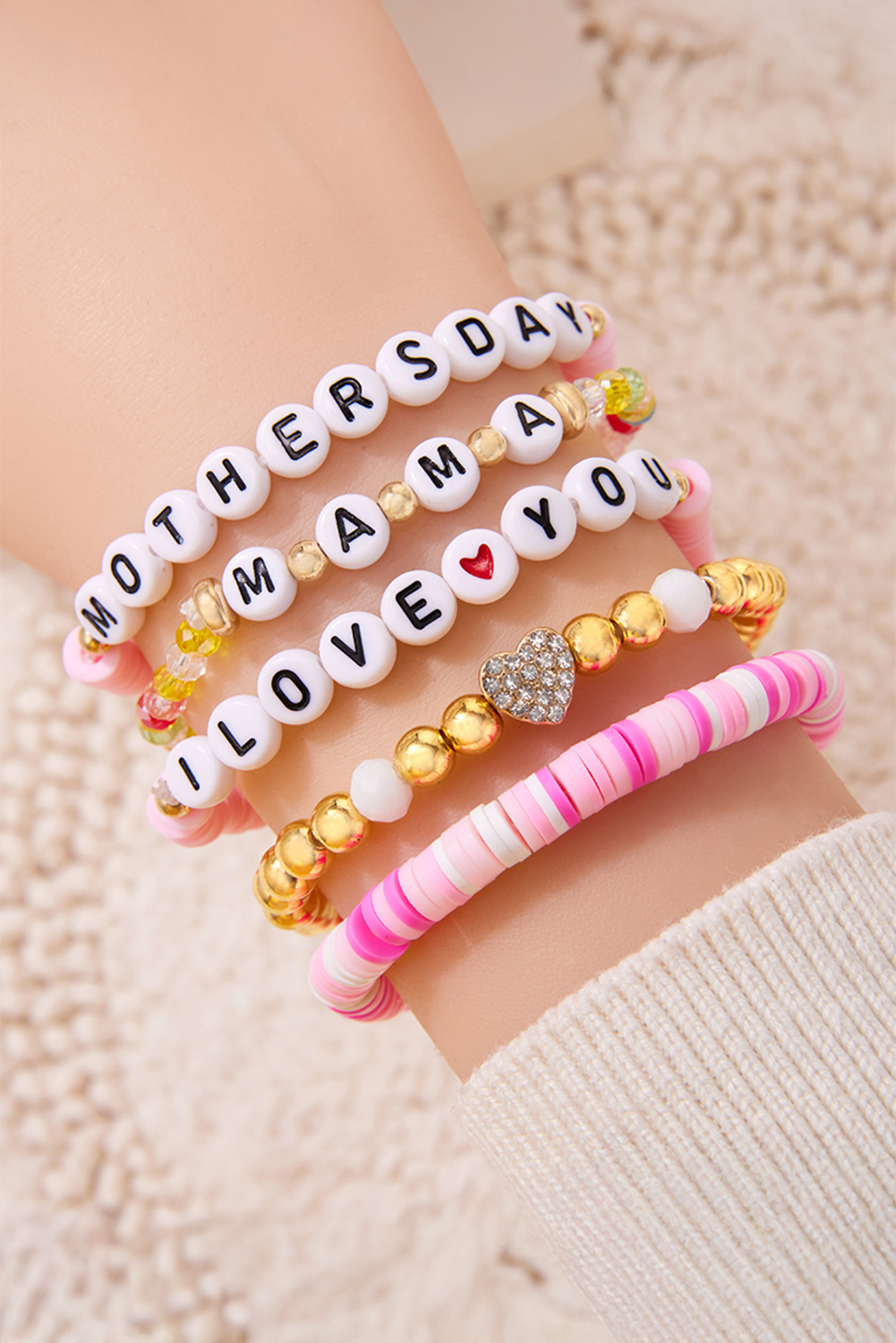 Bonbon Mothers Day Slogan Beaded Multi Layer Bracelet - loveforevers