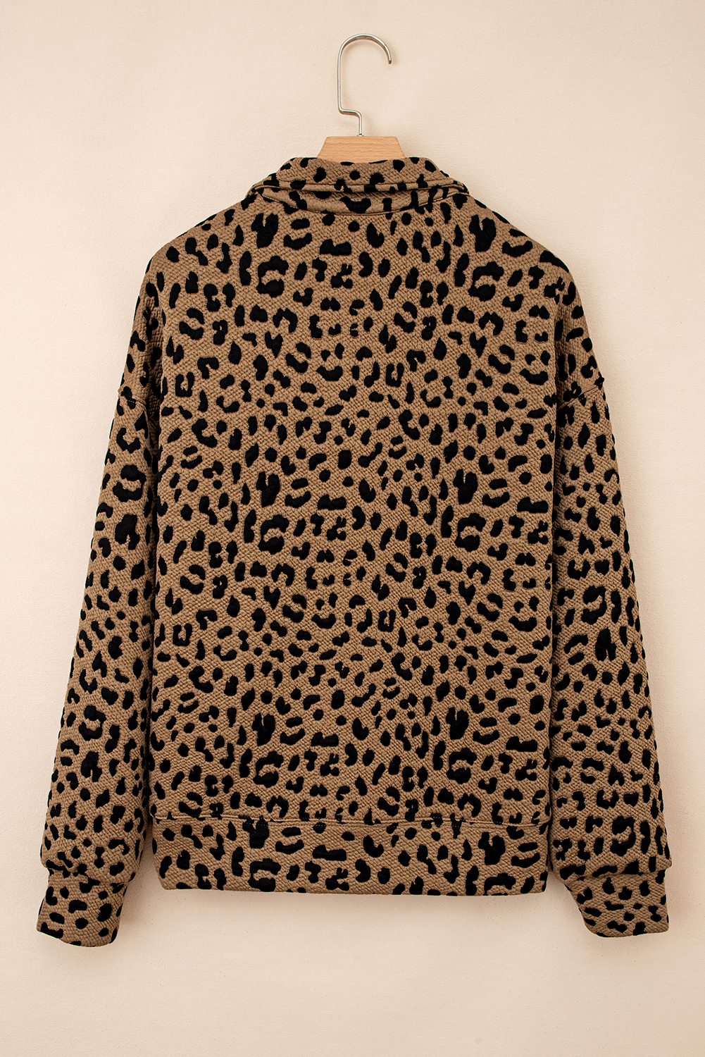 Brown Leopard Print Quarter Zip Sweatshirt - loveforevers