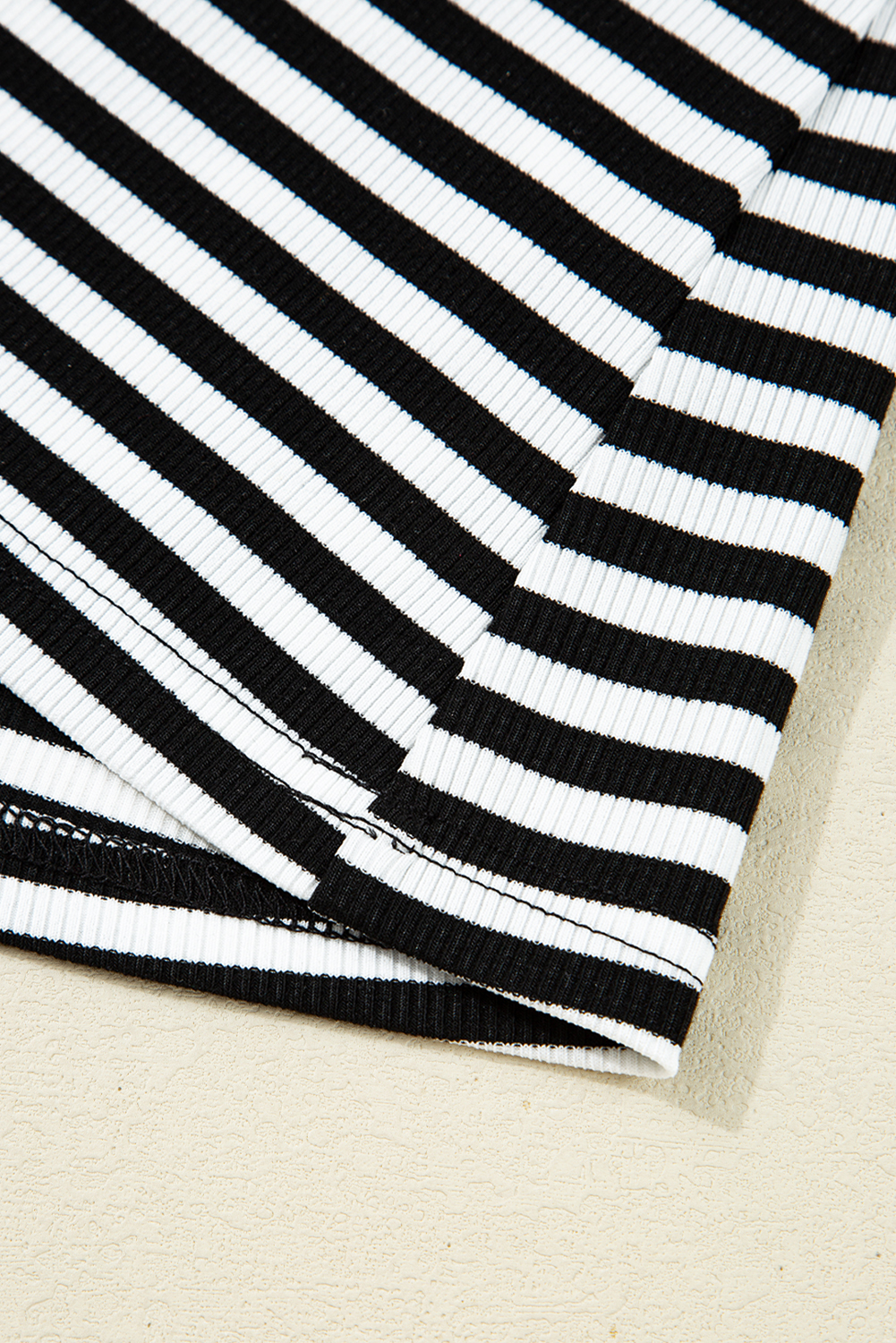 Black Stripe Double-layer Cold Shoulder Long Sleeve Top - loveforevers