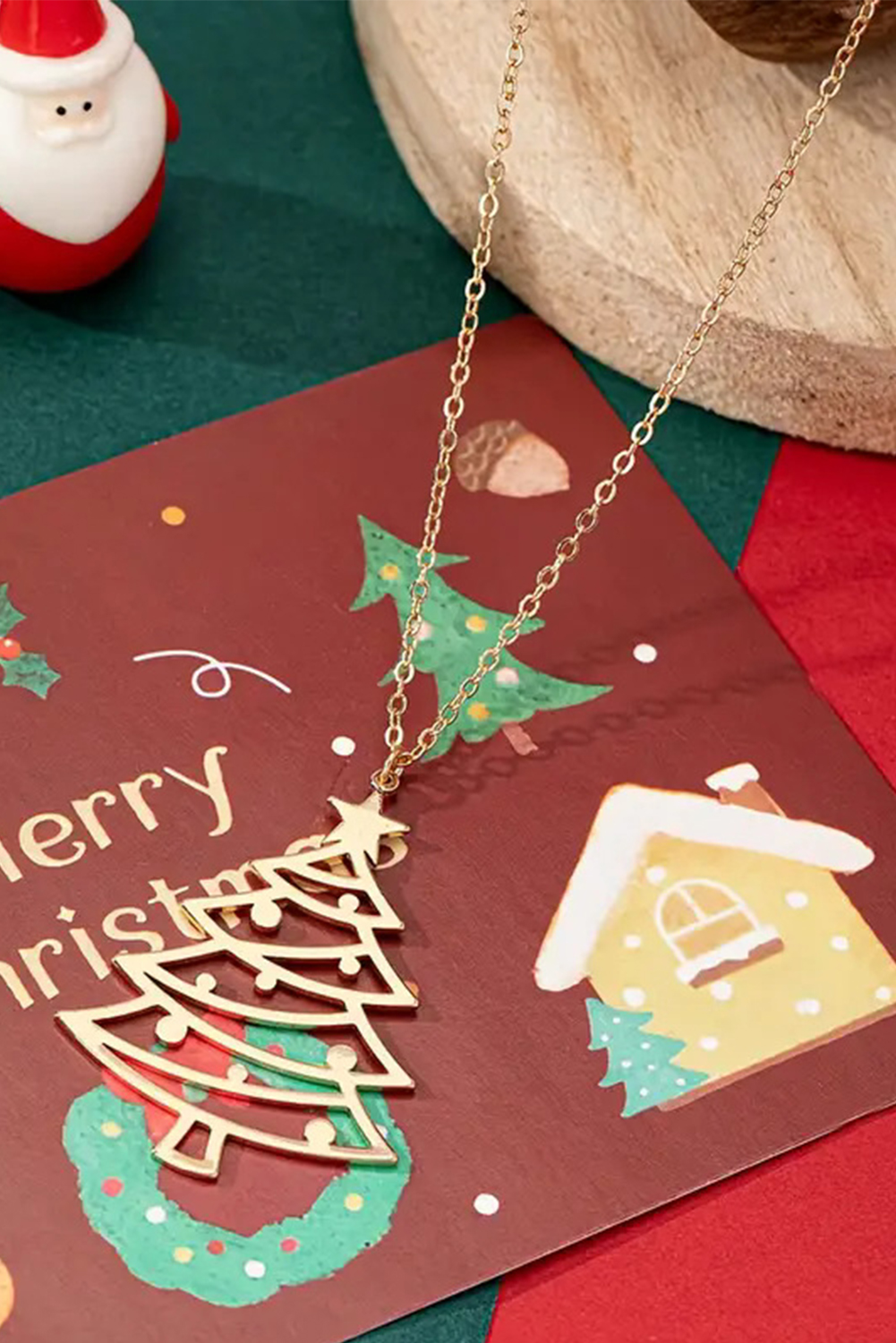 Gold Plated Alloy Hollowed Christmas Tree Necklace - loveforevers