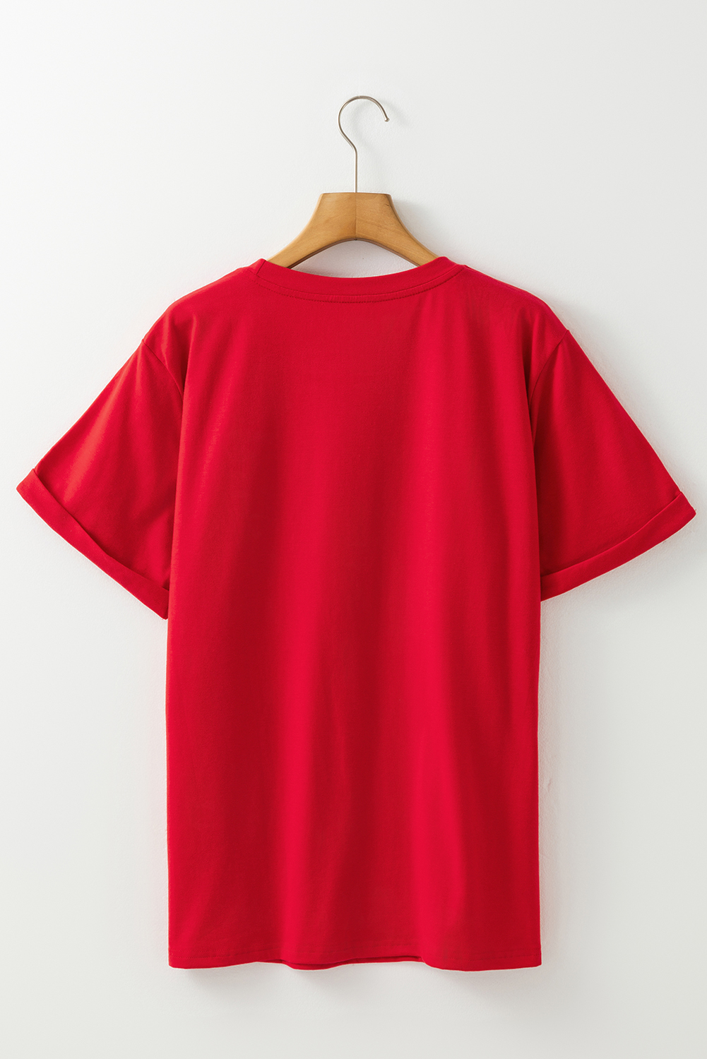 Red Christmas MERRY Graphic Cuffed Sleeve T Shirt - loveforevers