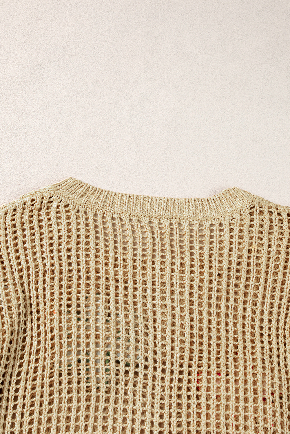 Light French Beige Crochet Flower Hollow-out Sweater T Shirt - loveforevers