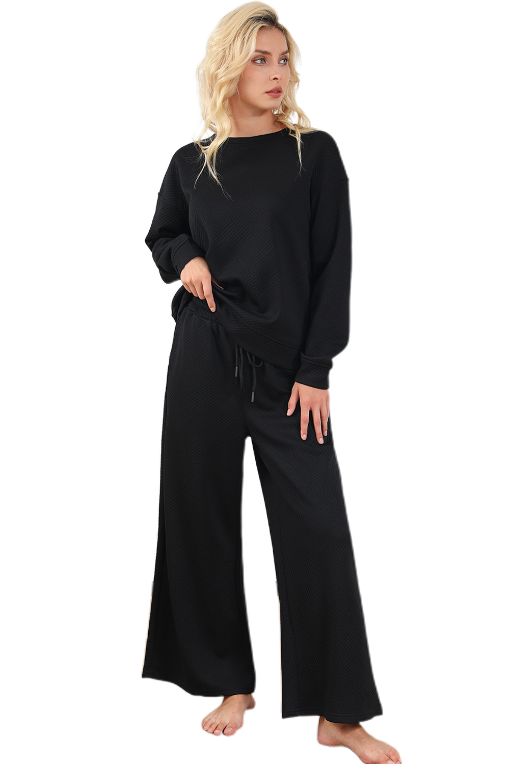 Red Dahlia Ultra Loose Textured 2pcs Slouchy Outfit - loveforevers