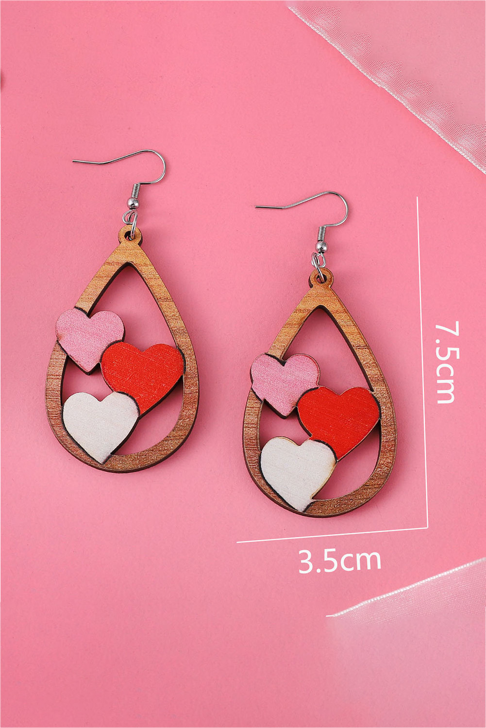 Red Valentines Day Heart Shape Tiered Dangle Earring - loveforevers