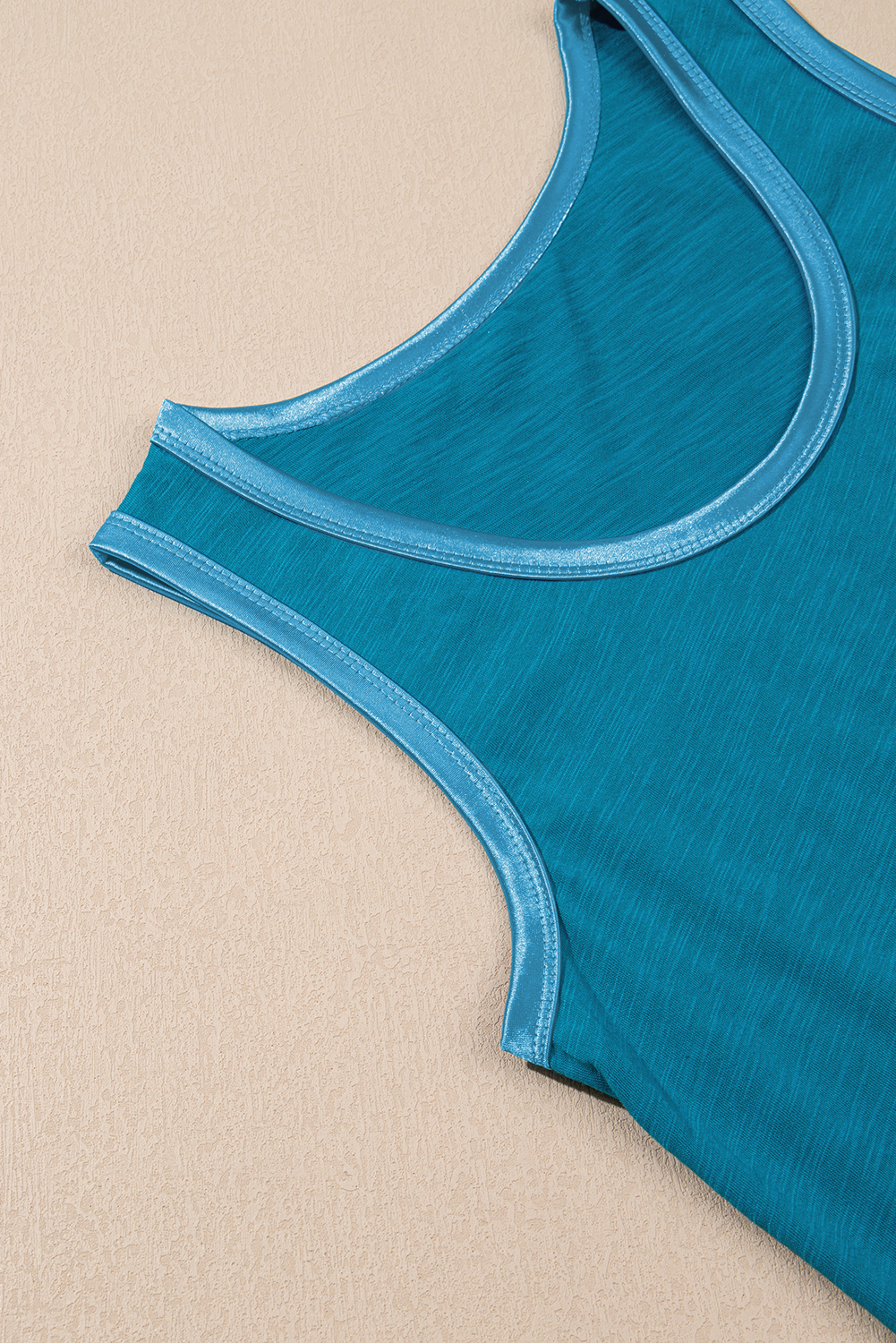 Tan Metallic Sheen Edge Scoop Neck Tank Top - loveforevers
