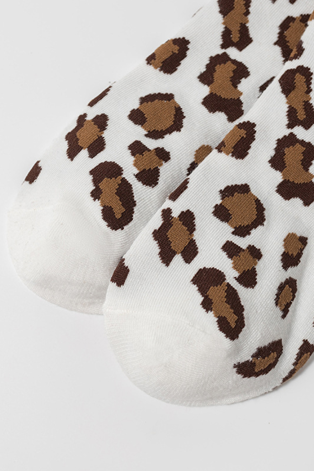 White Leopard Print Polyester Cotton Socks - loveforevers