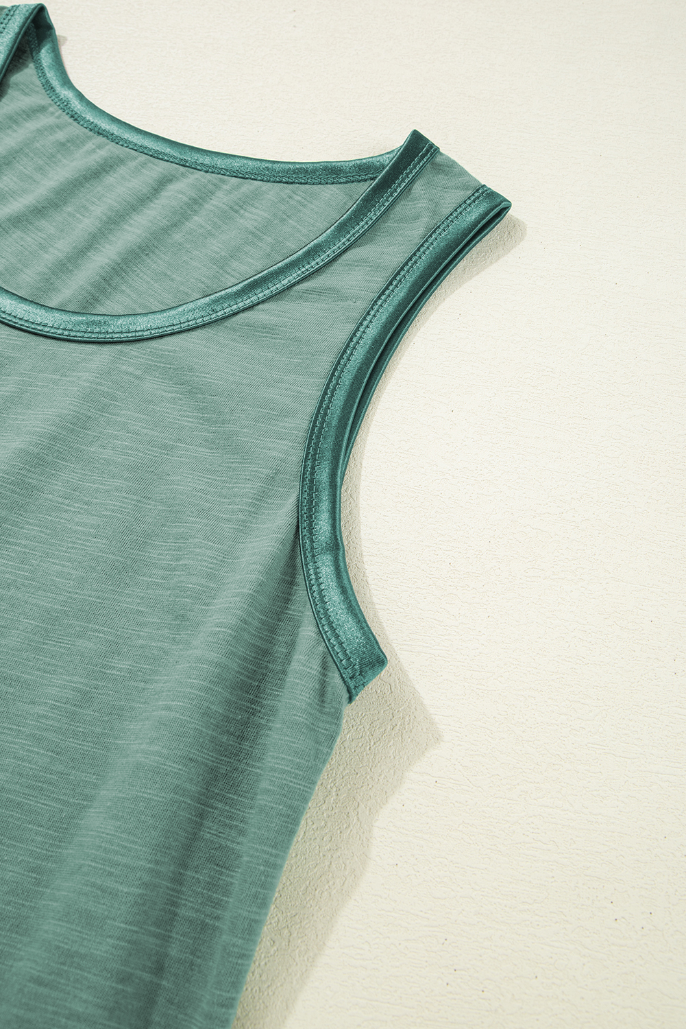 Tan Metallic Sheen Edge Scoop Neck Tank Top - loveforevers