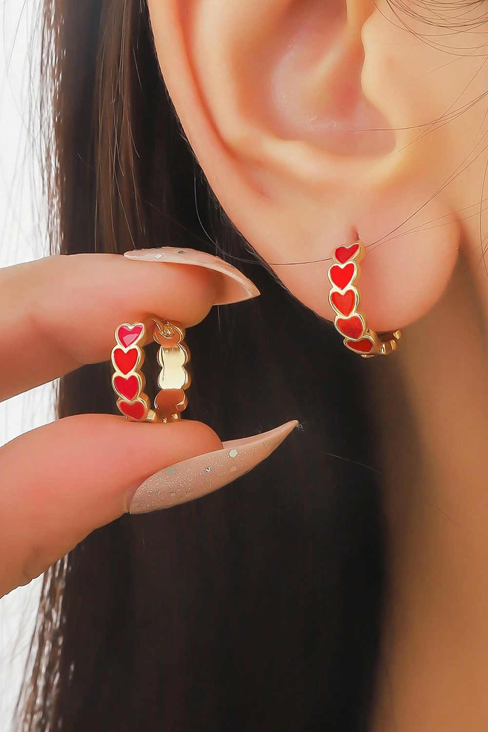 White Heart Shape Plated Alloy Small Hook Earrings - loveforevers