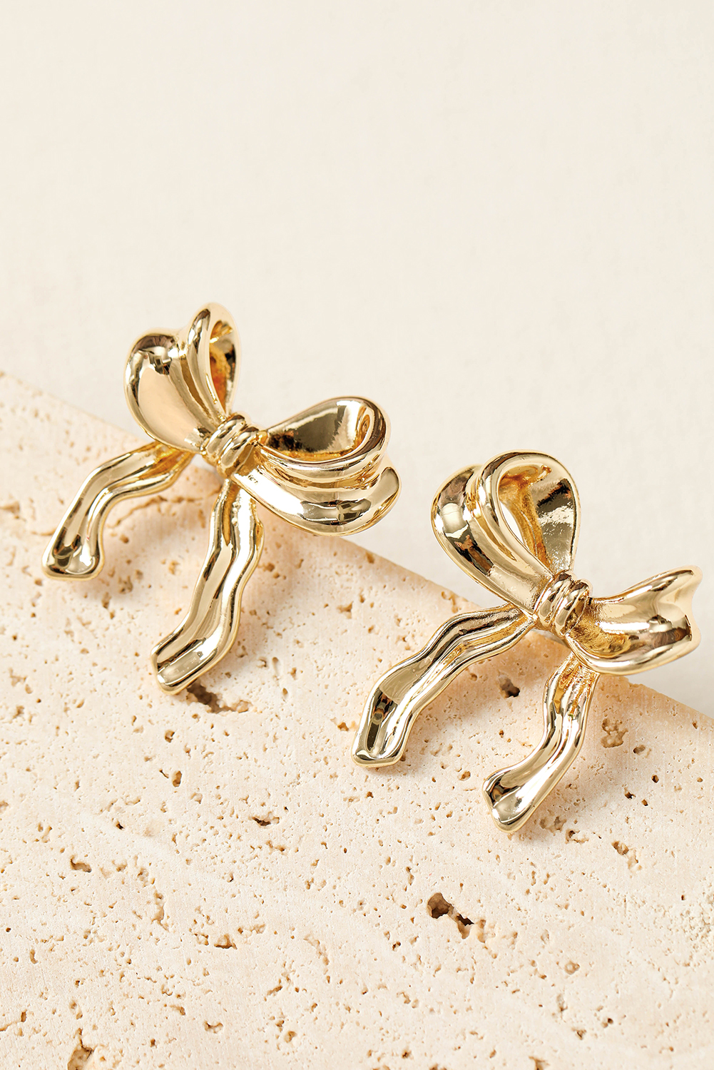 Gold Elegant Bow Design Plated Studded Earrings - loveforevers
