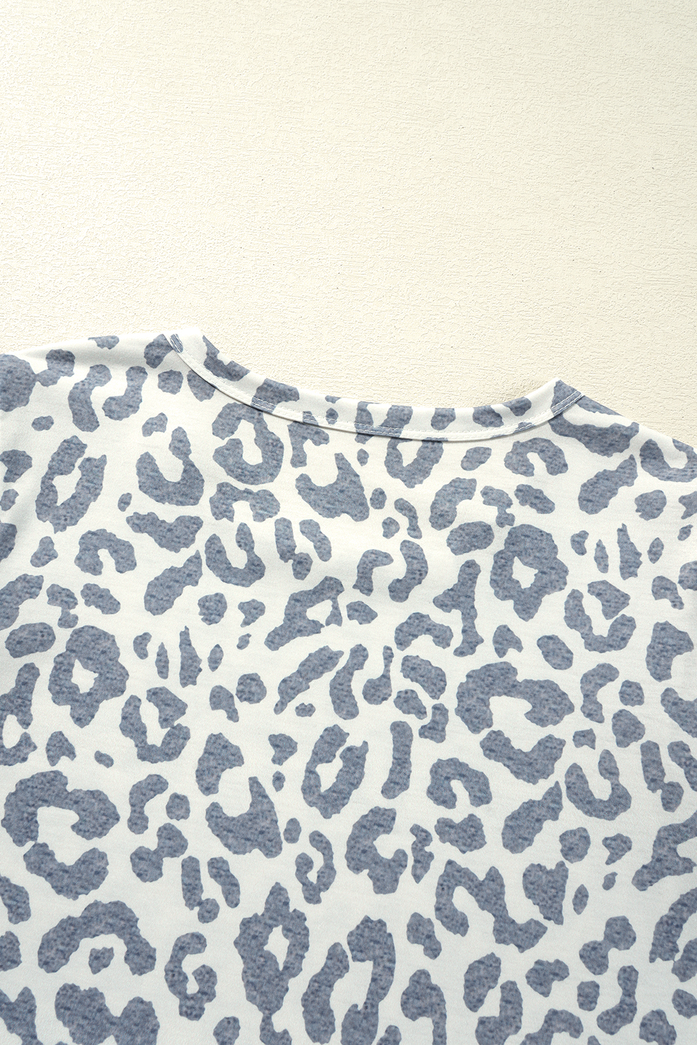 Beige Leopard Round Neck Lace Trim Petal Sleeve T Shirt - loveforevers