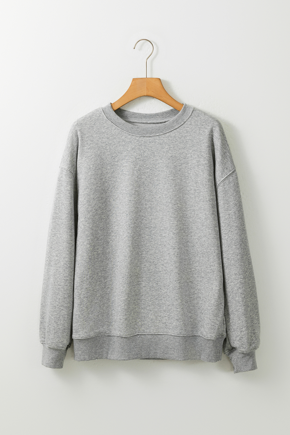 Gray Solid Classic Crewneck Pullover Sweatshirt - loveforevers