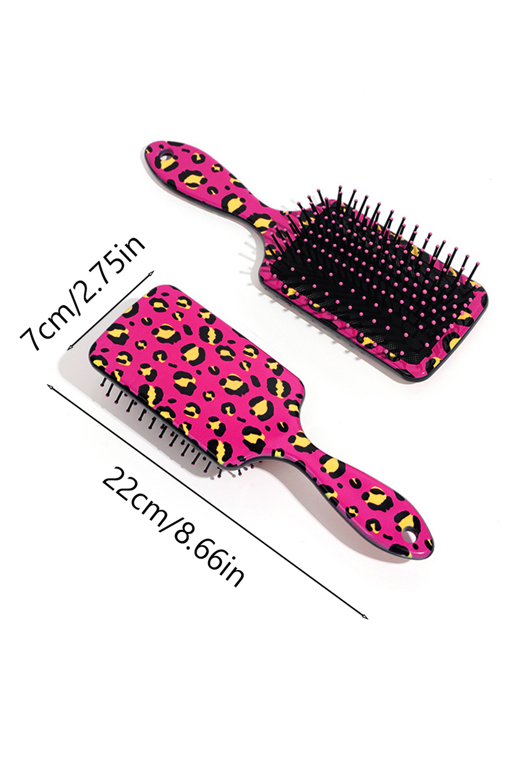 Strawberry Pink Leopard Print Long Handle Air Cushion Comb - loveforevers