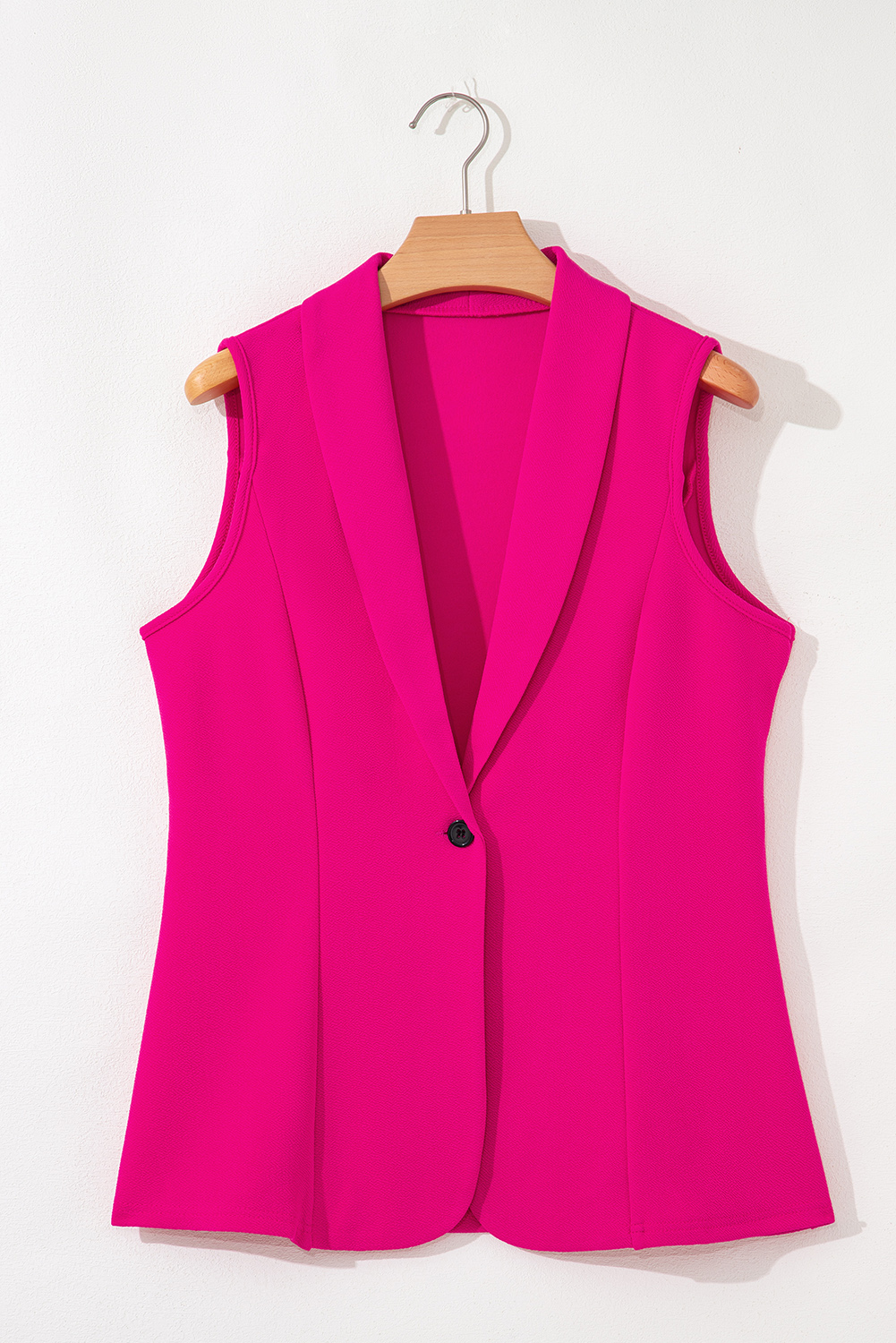 Rose Red Single Button Lapel Collar Vest Blazer - loveforevers