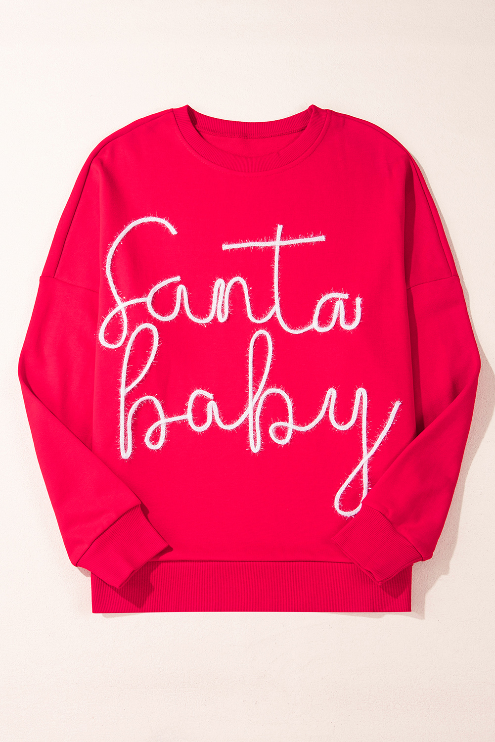 Fiery Red Christmas Santa Baby Tinsel Graphic Sweatshirt - loveforevers
