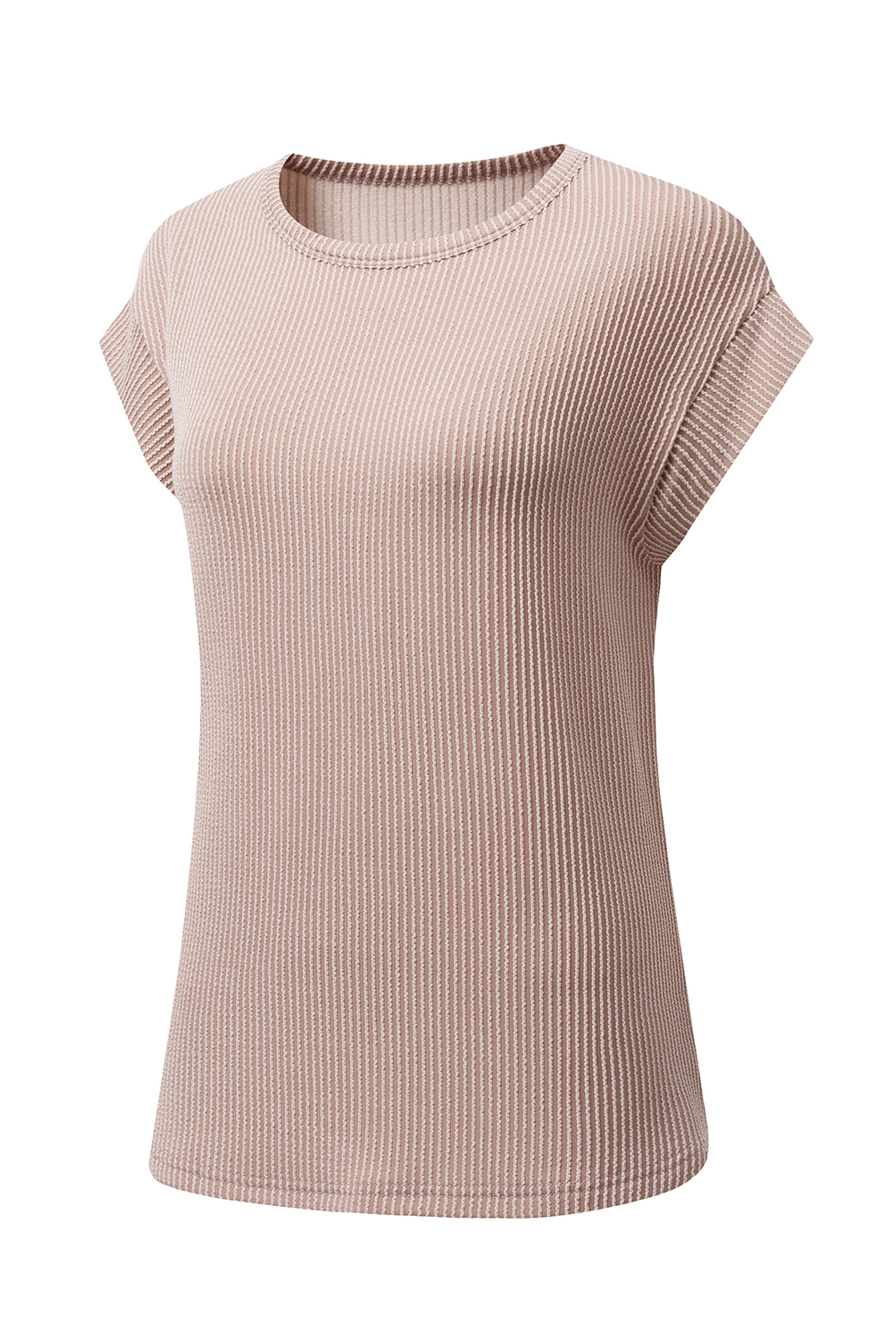 Gray Twisted Rib Wide Sleeve Crew Neck T Shirt - loveforevers