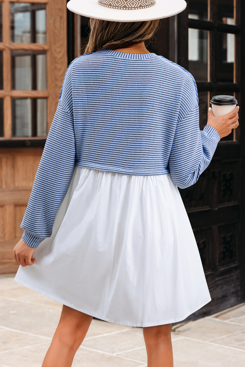 Pale Khaki Sweatshirt Poplin Mini Dress - loveforevers