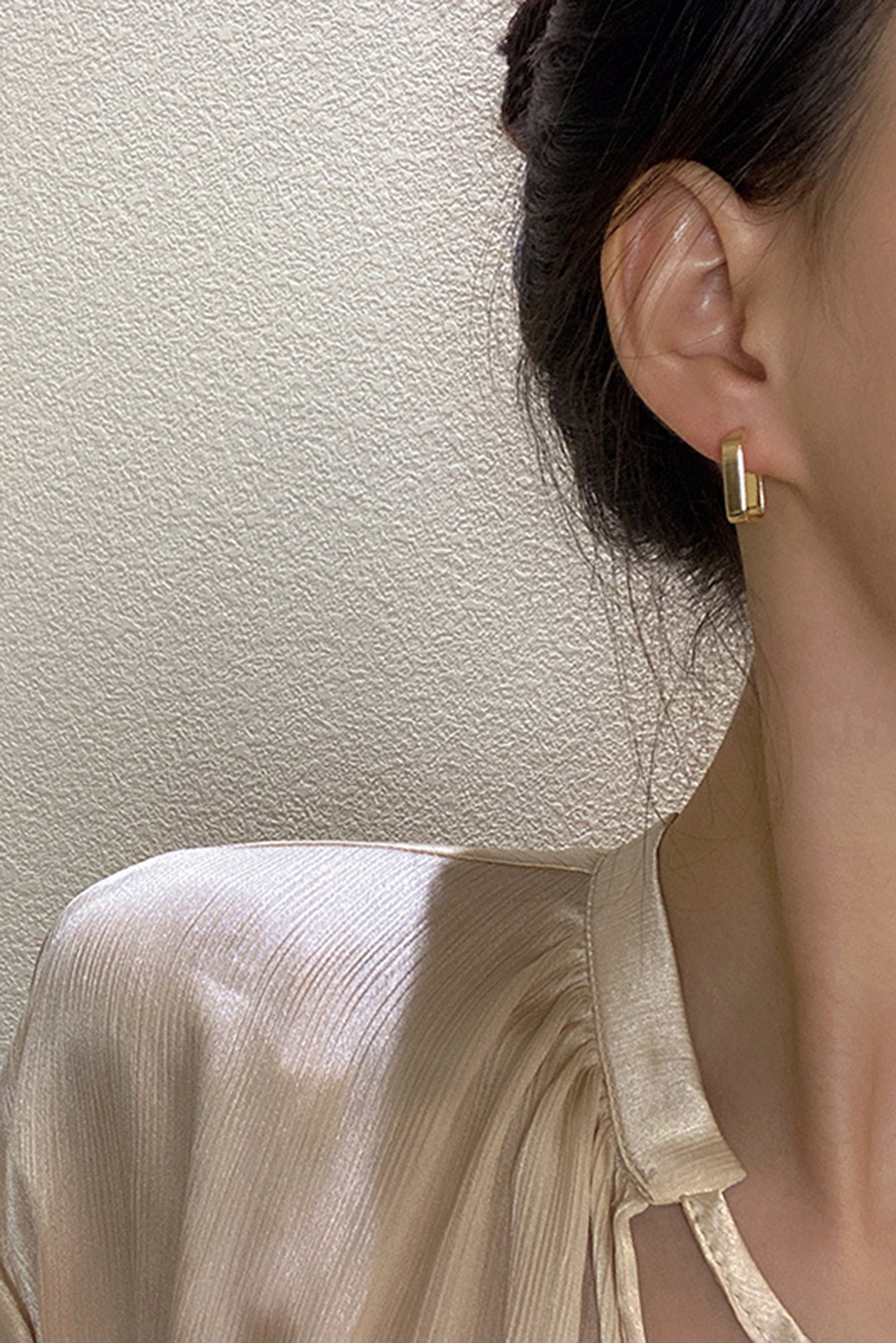 Gold Square Hook Plated Alloy Stud Earrings - loveforevers