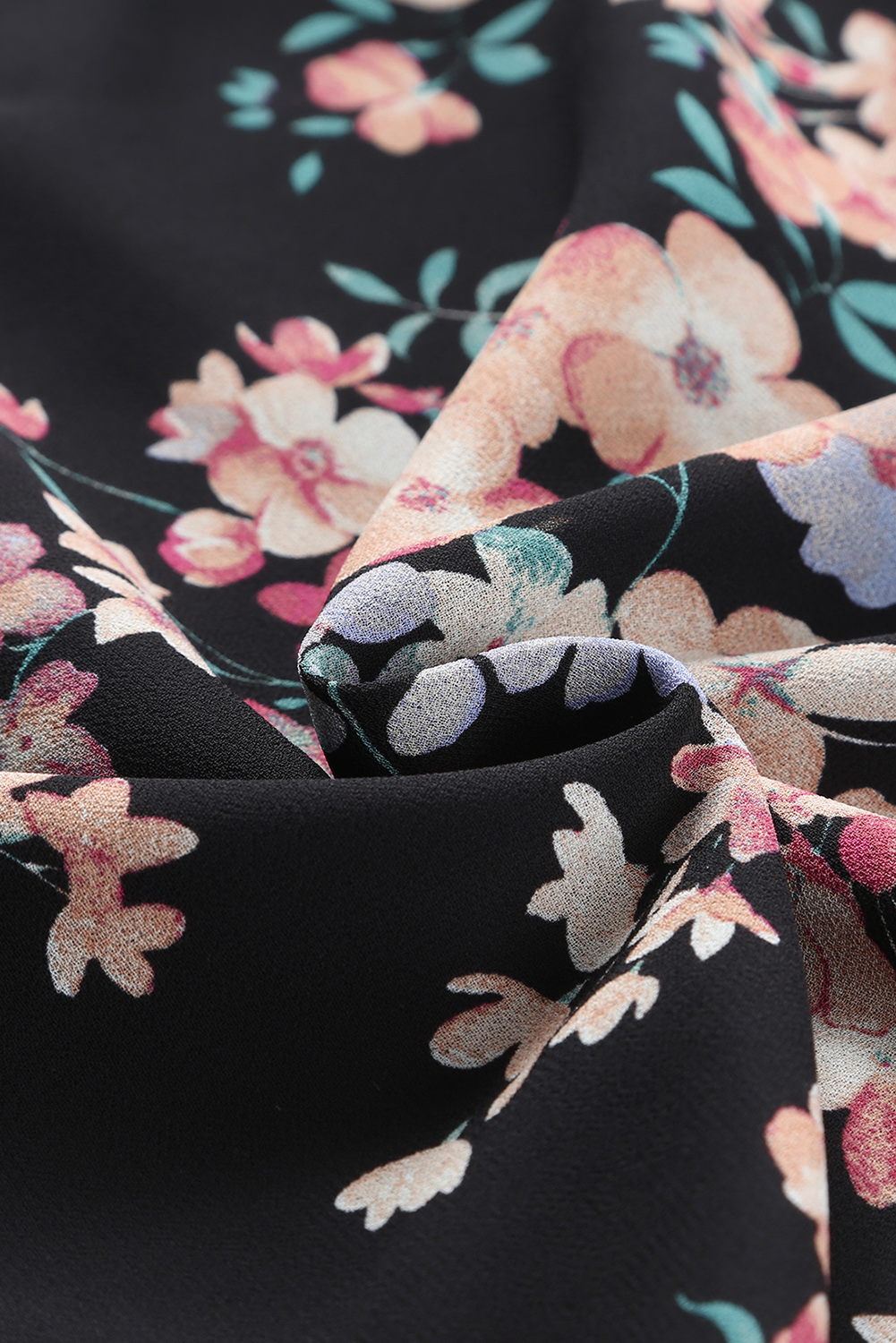 Black Wildflower Print Chiffon Blouse - loveforevers