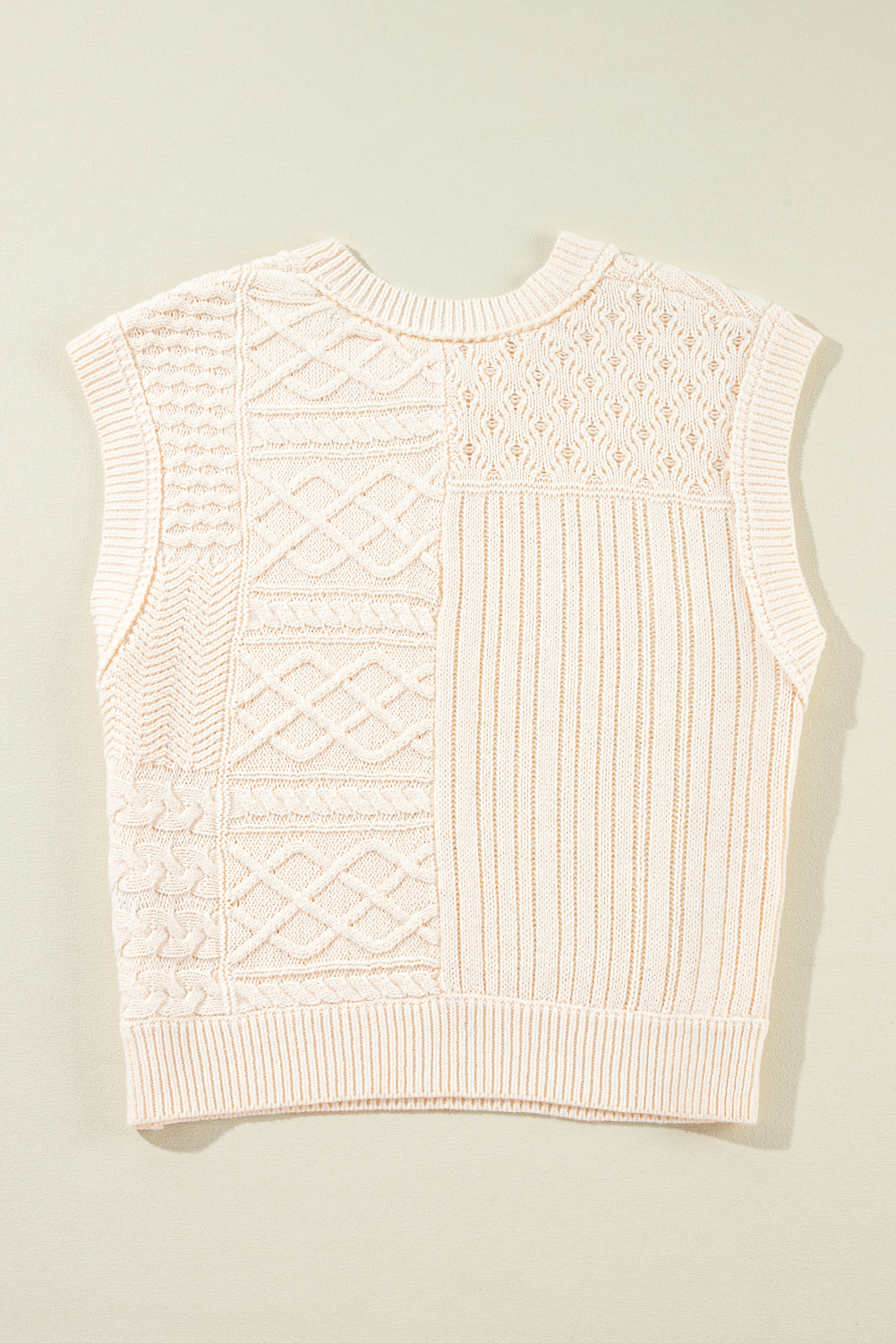 Beige Cable Knit Dolman Armholes Sweater Tank - loveforevers