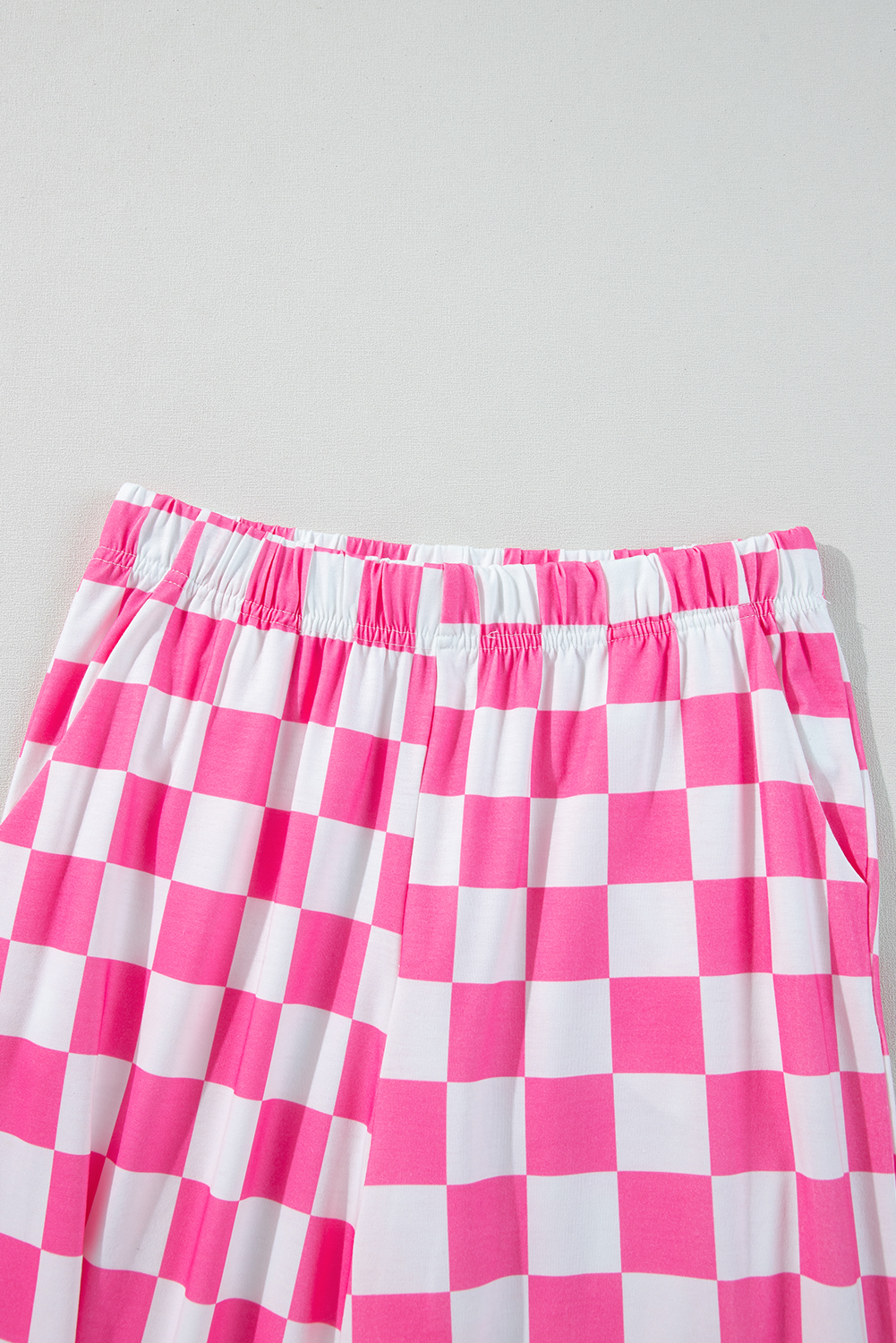 Black 2-Tone Checked Print High Waist Wide Leg Pants - loveforevers