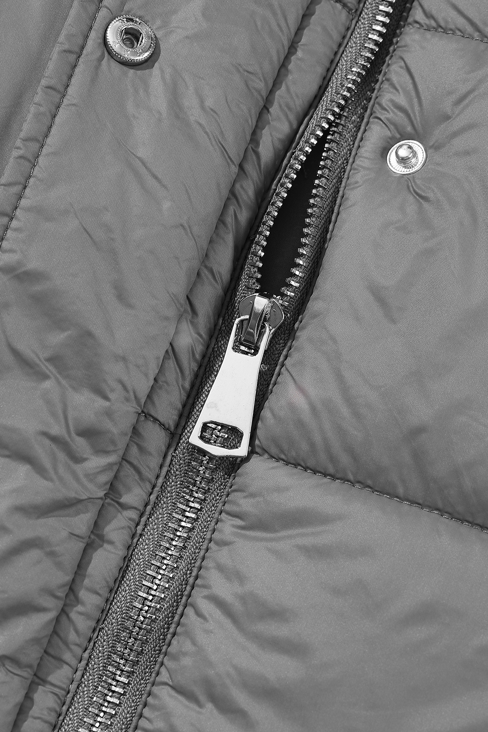 Dark Grey Hooded Long Quilted Vest Coat - loveforevers