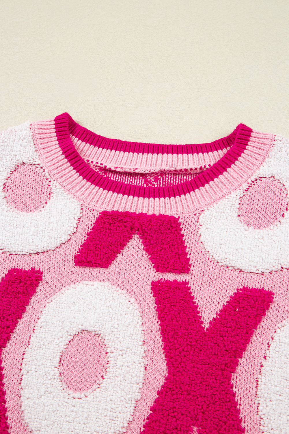 Pink XOXO Pattern Drop Shoulder Crewneck Valentines Sweater - loveforevers