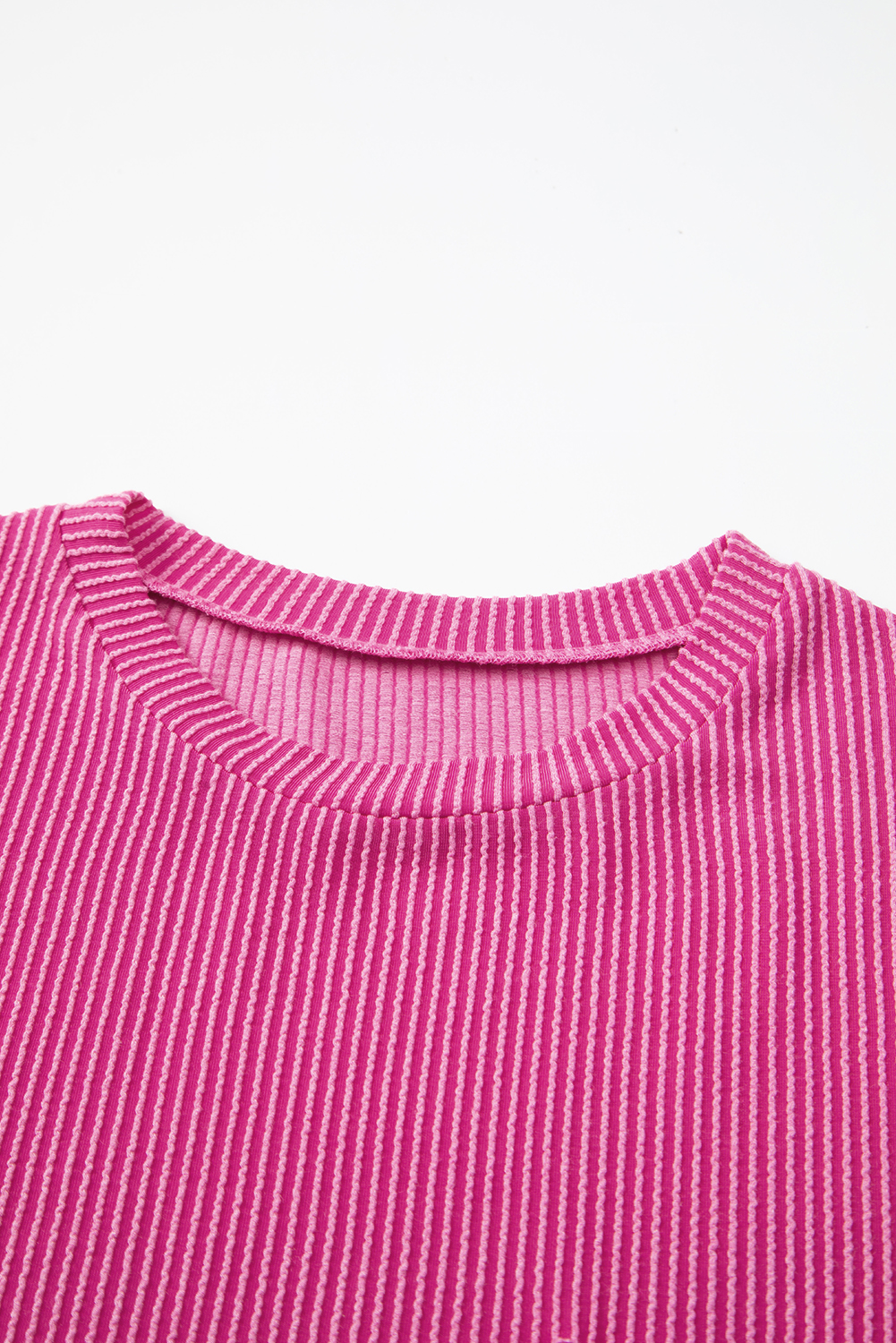 Pink Corded Knit Pocketed Loose Fit T Shirt - loveforevers