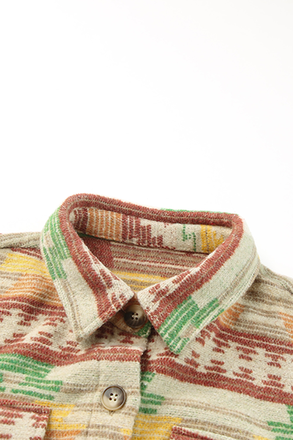 Yellow Western Aztec Print Button Flap Pocket Shacket - loveforevers